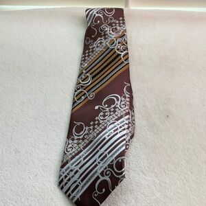 Avanti Brown and Silver Paisley Tie
